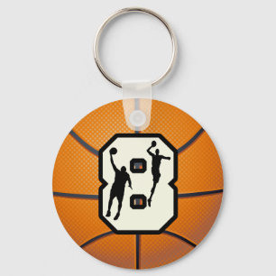 Nummer 8 Basketball en spelers Sleutelhanger