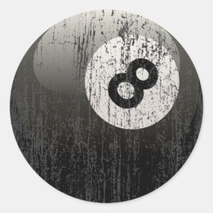 NUMMER 8 BILLIARDS BALL - ERODED AND AGENTSCHAP RONDE STICKER