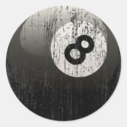 NUMMER 8 BILLIARDS BALL - ERODED AND AGENTSCHAP RONDE STICKER (Voorkant)
