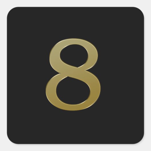 Nummer 8 goud vierkante sticker (Voorkant)