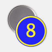 Nummer 8 in een cirkel magneet (Voorkant / Achterkant)