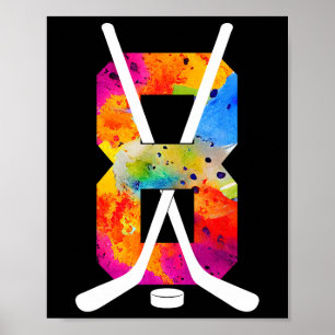 Nummer 8 jaar ijshockey 8e verjaardag (1) poster