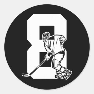 Nummer 8 Jaar IJshockey 8e Verjaardag (3) Ronde Sticker