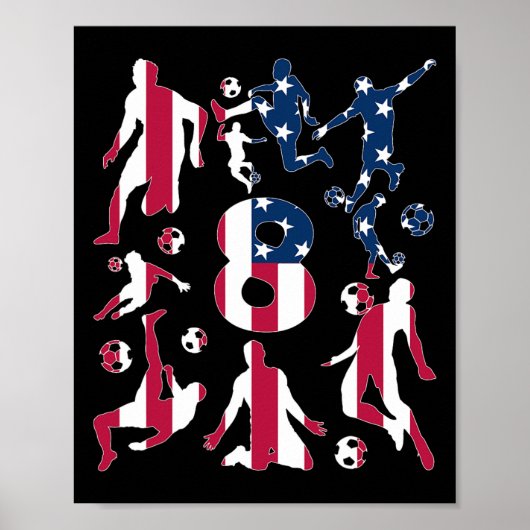 Nummer 8 Jaar Voetbal 8e Verjaardag  Poster (Voorkant)