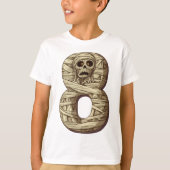 Nummer 8 Mummy Halloween Theme 8 Jaar Oude Kinder T-shirt (Voorkant)