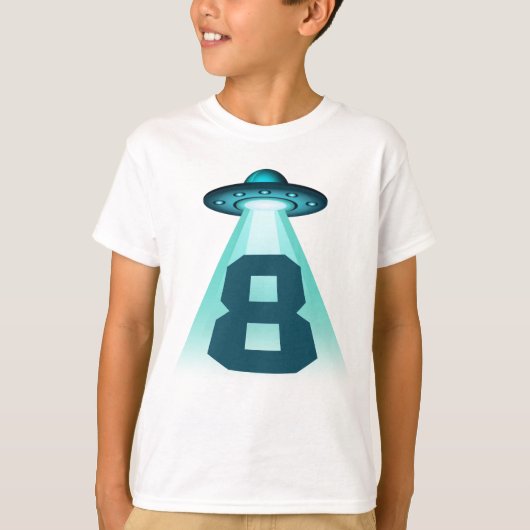 Nummer 8 Ontvoering UFO Alien Theme 8 Year Old Boy T-shirt (Voorkant)