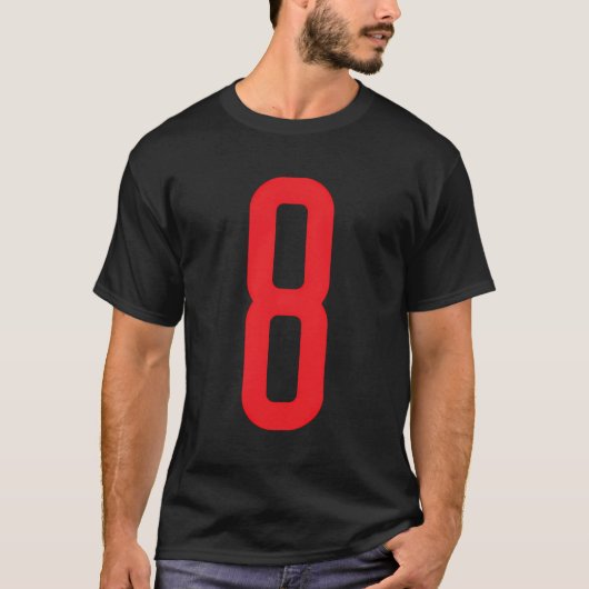 Nummer 8 rode sport fan jersey nummer t-shirt (Voorkant)