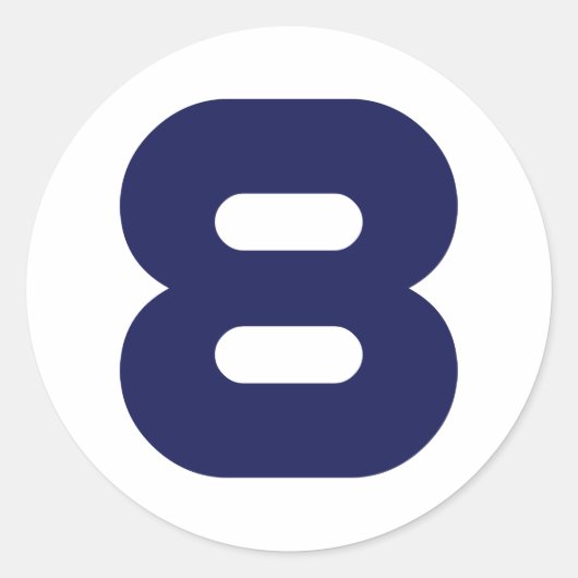 Nummer 8 ronde sticker (Voorkant)