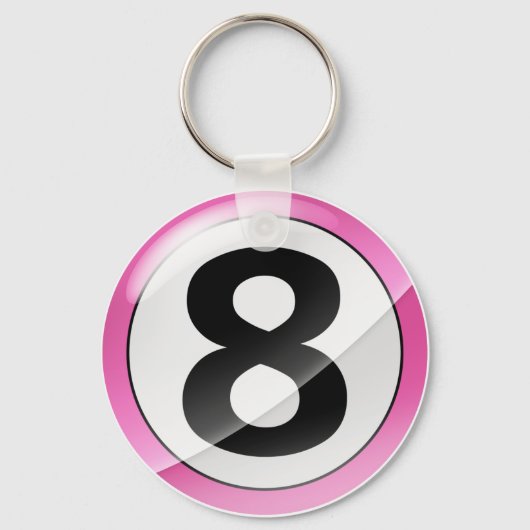 Nummer 8 roze Sleutelhanger (Voorkant)