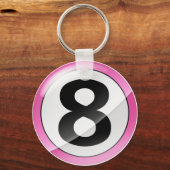 Nummer 8 roze Sleutelhanger (Voorkant)