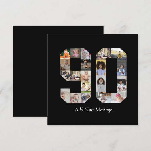 Nummer 90 Fotocollage Bedankkaart (Voorkant / Achterkant)