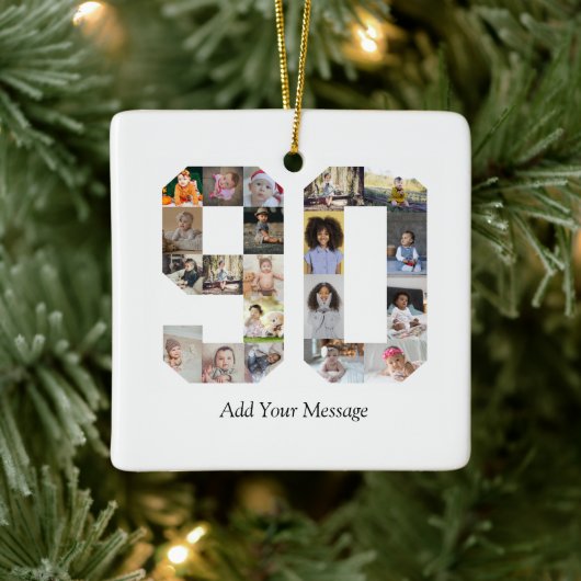 Nummer 90 Fotocollage Keramisch Ornament (Boom)