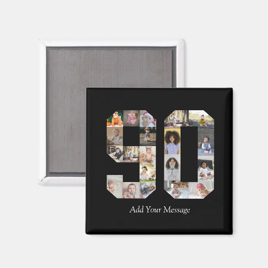 Nummer 90 Fotocollage Magneet (Voorkant / Achterkant)