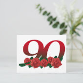 Nummer 90 of 90e verjaardag bloemen briefkaart (Staand voorkant)