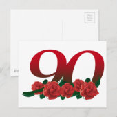 Nummer 90 of 90e verjaardag bloemen briefkaart (Voorkant / Achterkant)