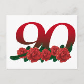 Nummer 90 of 90e verjaardag bloemen briefkaart (Voorkant)