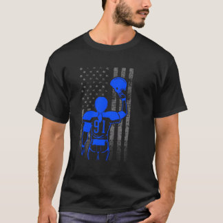 Nummer 91 Blauw Vrouw Football Speler Vlag Met Hij T-shirt