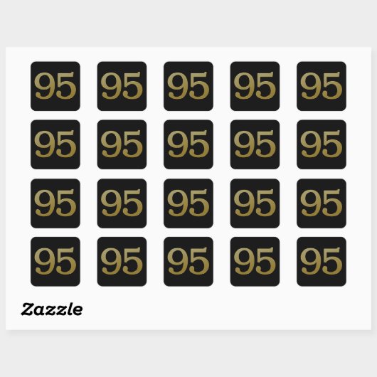 Nummer 95 Gouden Vierkante Sticker (Vel)