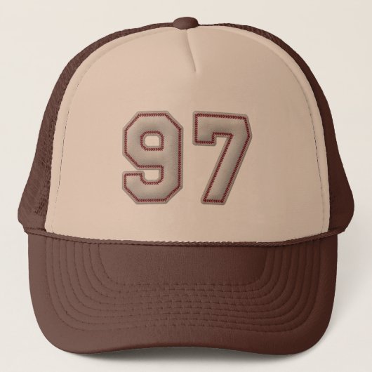 Nummer 97 met Cool Baseball Stitches Kijk Trucker Pet (Voorkant)