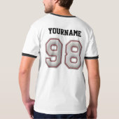 Nummer 98 met Cool Baseball Stitches Kijk T-shirt (Achterkant volledig)