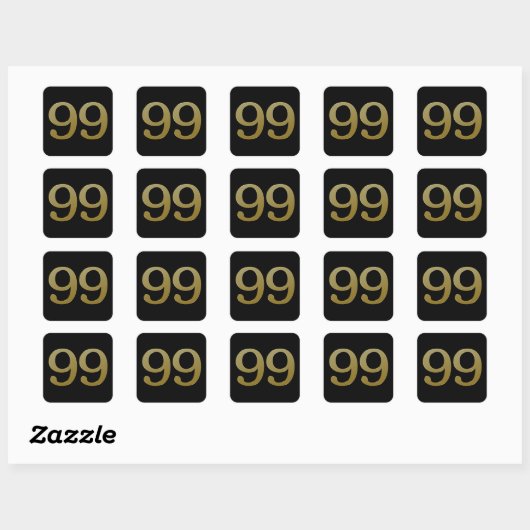 Nummer 99Gold Square Sticker (Vel)