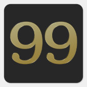 Nummer 99Gold Square Sticker (Voorkant)