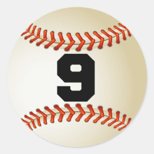 Nummer 9 Baseball Ronde Sticker
