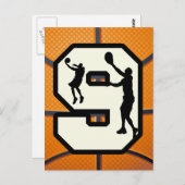 Nummer 9 Basketball en speler Briefkaart (Voorkant / Achterkant)