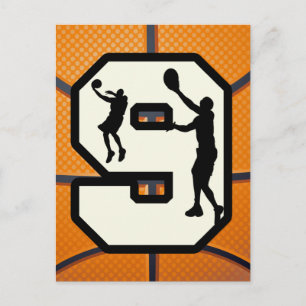 Nummer 9 Basketball en speler Briefkaart