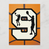 Nummer 9 Basketball en speler Briefkaart (Voorkant)