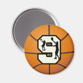Nummer 9 Basketball en speler Magneet (Voorkant / Achterkant)