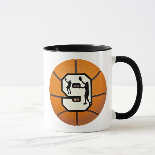 Nummer 9 Basketball en speler Mok (Rechts)