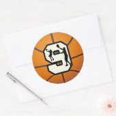 Nummer 9 Basketball en speler Ronde Sticker (Envelop)