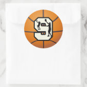 Nummer 9 Basketball en speler Ronde Sticker (Tas)