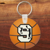 Nummer 9 Basketball en speler Sleutelhanger (Voorkant)