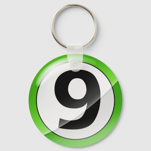 Nummer 9 groen Sleutelhanger (Voorkant)