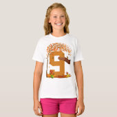 Nummer 9 Herfst Herfst Thanksgiving Thema 9 jaar o T-shirt (Voorkant volledig)