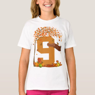 Nummer 9 Herfst Herfst Thanksgiving Thema 9 jaar o T-shirt