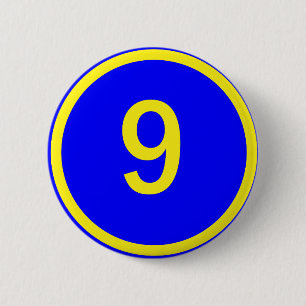 nummer 9 in een cirkel ronde button 5,7 cm