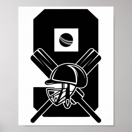 Nummer 9 Jaar Cricket 9e Verjaardag Poster (Voorkant)