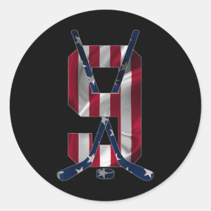 Nummer 9 Jaar IJshockey 9e Verjaardag (2) Ronde Sticker