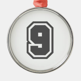 Nummer 9 metalen ornament