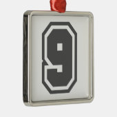 Nummer 9 metalen ornament (Rechts)