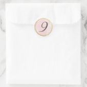 Nummer 9 Nine Monogram Roze Roze Waterverf Goud Ronde Sticker (Tas)