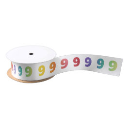 Nummer 9 Ribbon voor regenboogkleuren Satijnen Lint