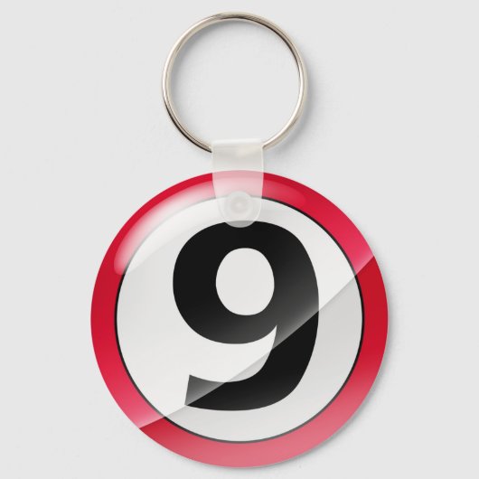 Nummer 9 rood Sleutelhanger (Voorkant)