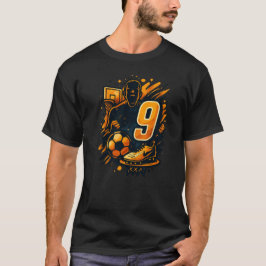 Nummer 9 Sport T-shirt – Football & Basketbal