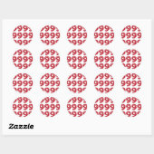 Nummer 9 - Witte Sterren op Donkerrood Ronde Sticker (Vel)