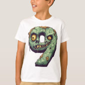 Nummer 9 Zombie Halloween Theme 9 Jaar Oude Kinder T-shirt (Voorkant)