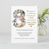 Nummer acht aangepaste foto bruiloft Jubileum Kaart (Staand voorkant)